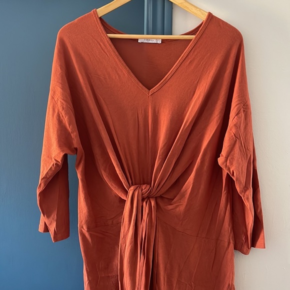 ZARA BASIC Front Tie Dress - Picture 4 of 7